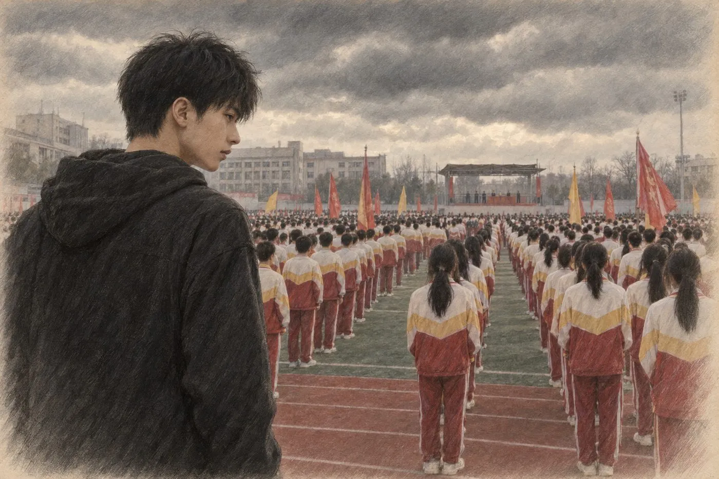 彩铅插画:百日誓师