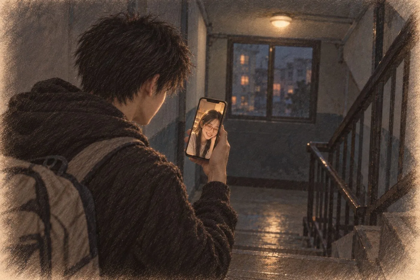 彩铅插画:楼梯间的视频
